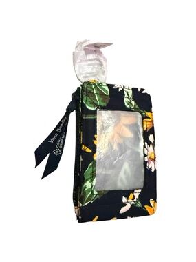 Vera Bradley Navy Floral ID Wristlet with Green Leaves NWOT